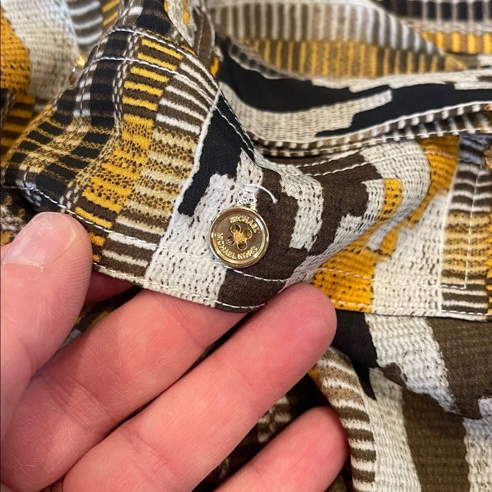 Michael Kors Brown and Yellow Striped Blouse XL